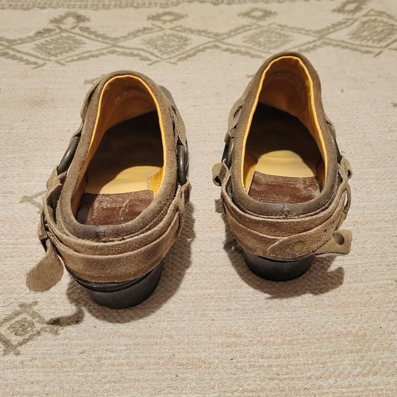 Frye Tan Leather Mules with Buckle Detail - Picture 5 of 8